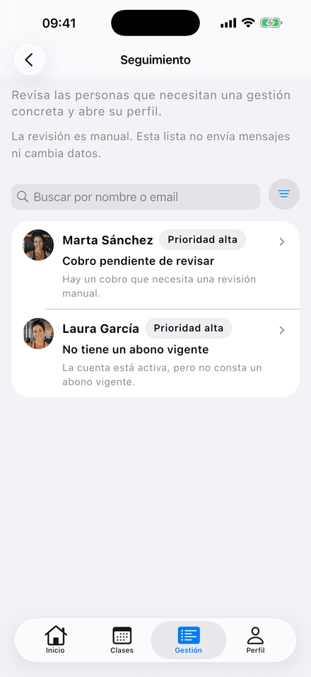 Seguimiento de socios con el motivo de cada caso en PRIMERA REP